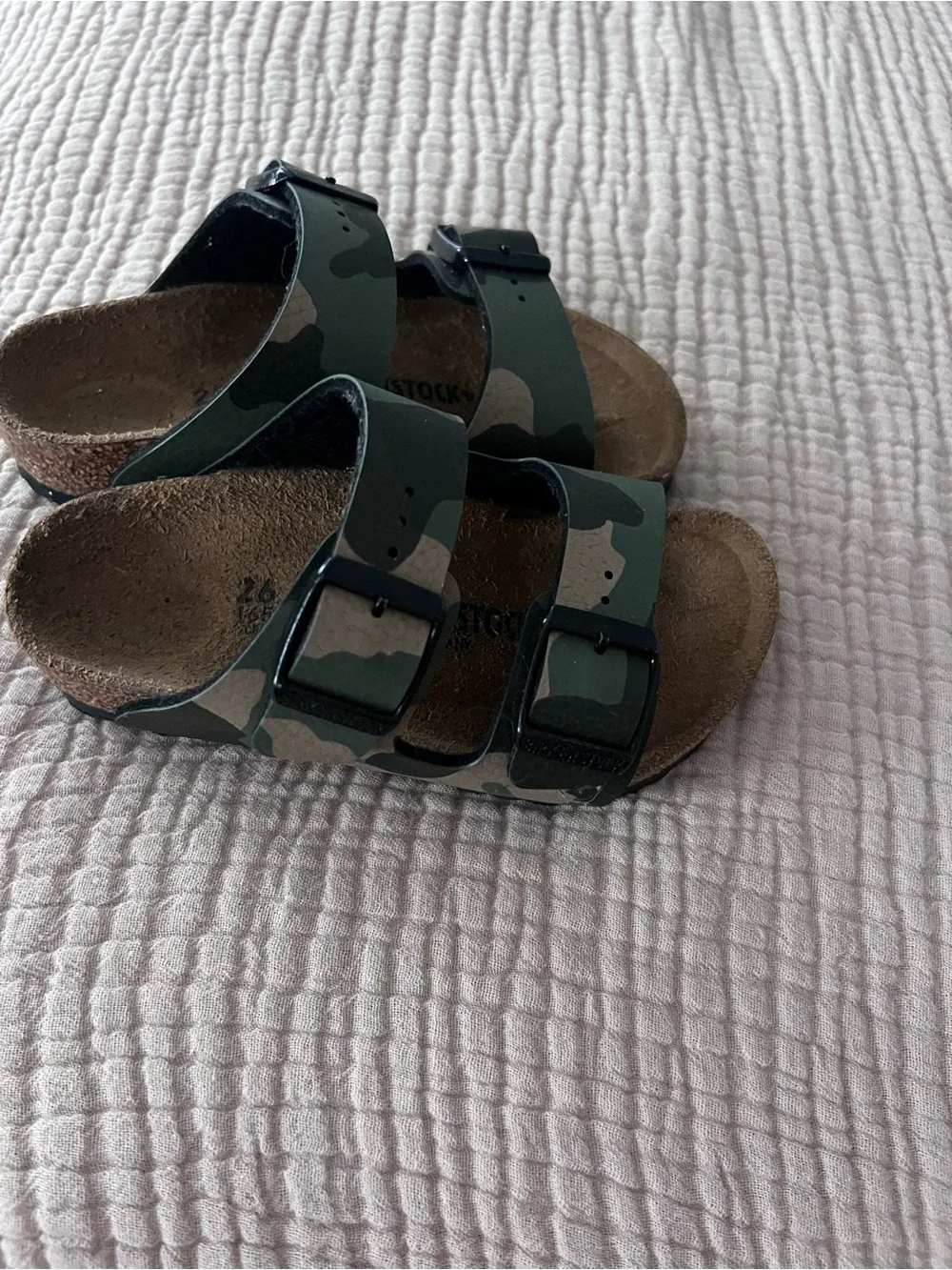 Camouflage Kids Two-Strap Sandals Birkenstock worn one time